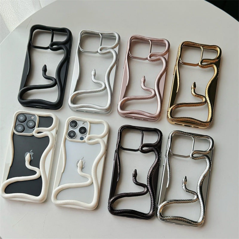 3D Cutout Snake Pattern Plastic Case, Compatible with iPhone