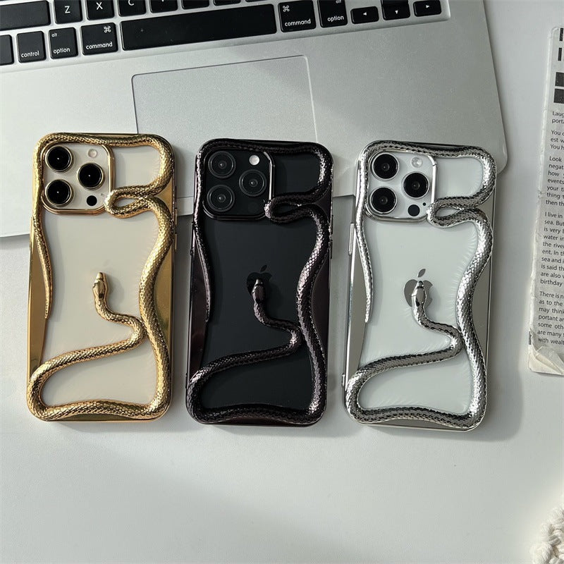 3D Cutout Snake Pattern Plastic Case, Compatible with iPhone