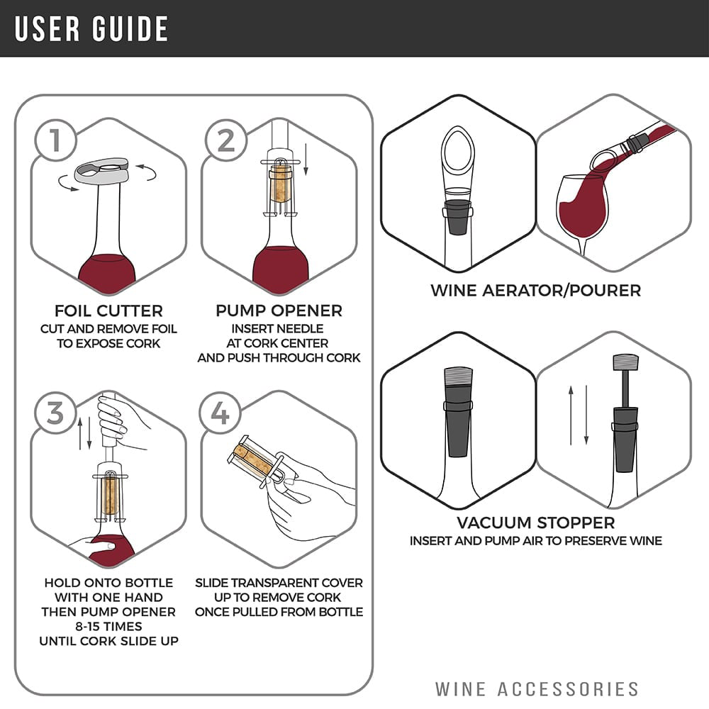 Air Pump Cork Remover Wine Bottle Opener Set