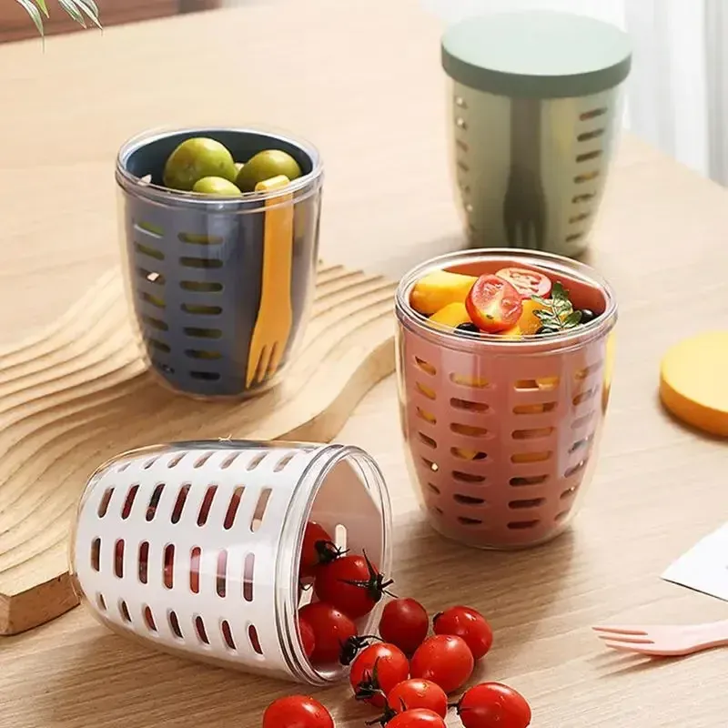 Portable Picnic Party Fruit Salad Storage Cup (with Lid and Fork)