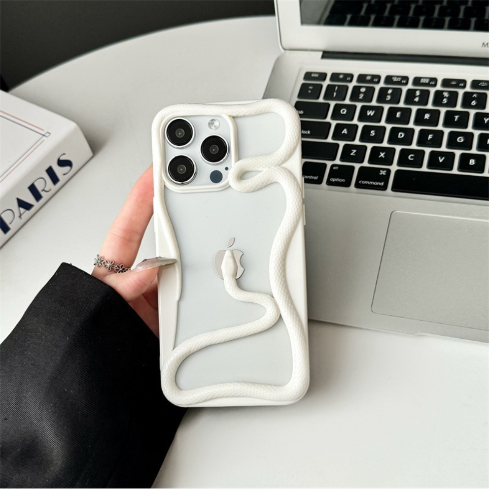 3D Cutout Snake Pattern Plastic Case, Compatible with iPhone