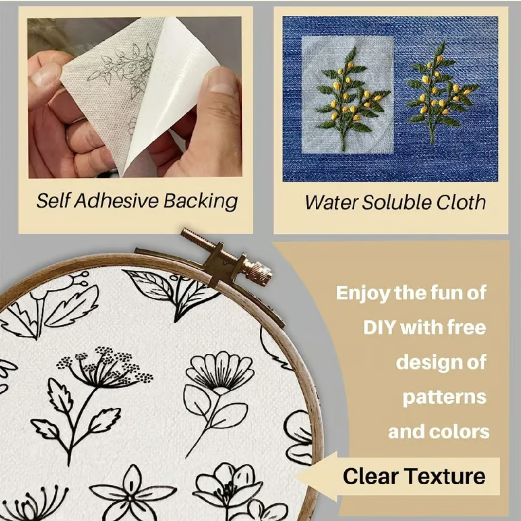 Hot Sale🔥Water Soluble Embroidery Patterns🪡The Perfect Helper Tool For Embroidery Enthusiasts - elehancea