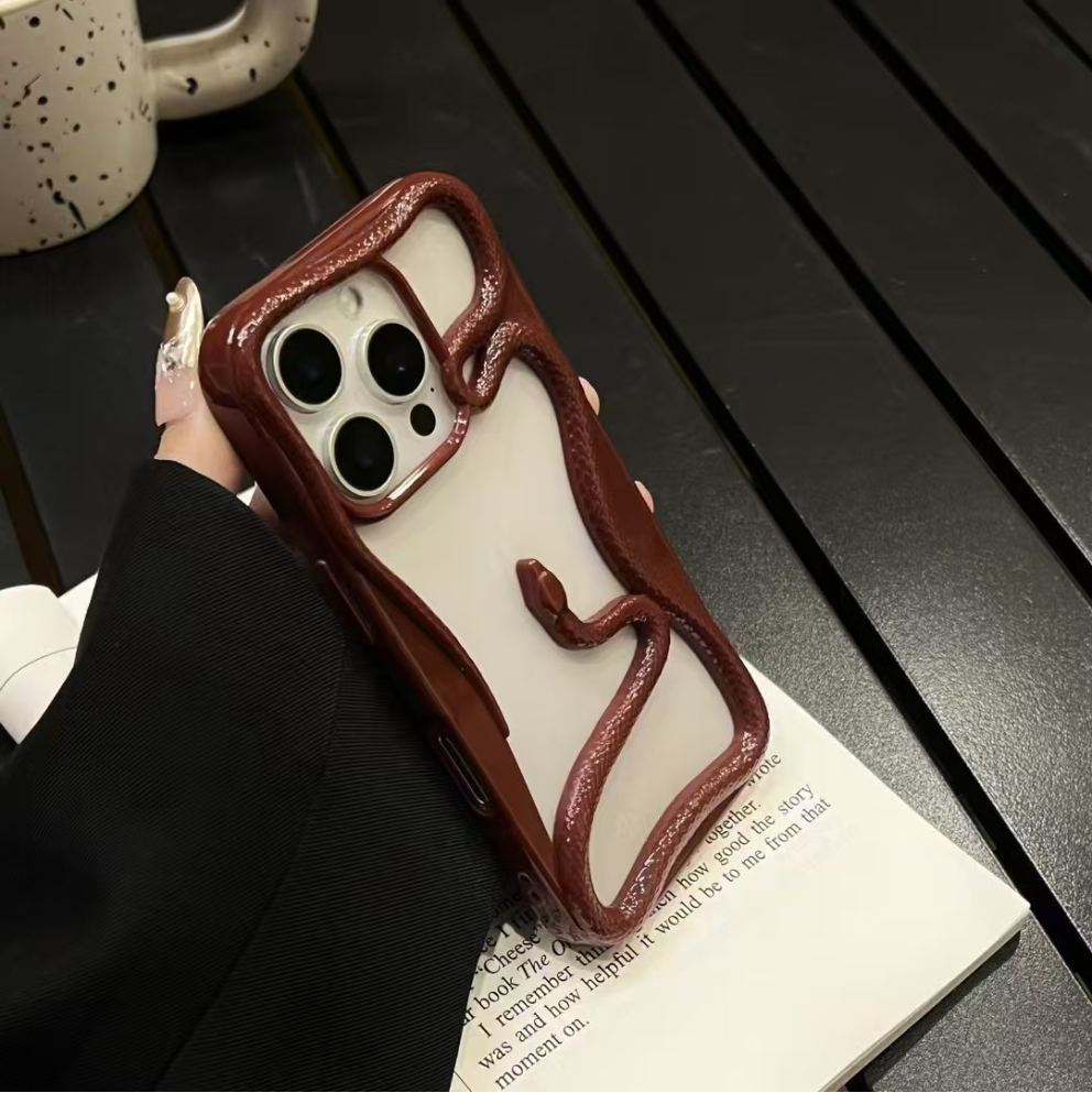 3D Cutout Snake Pattern Plastic Case, Compatible with iPhone