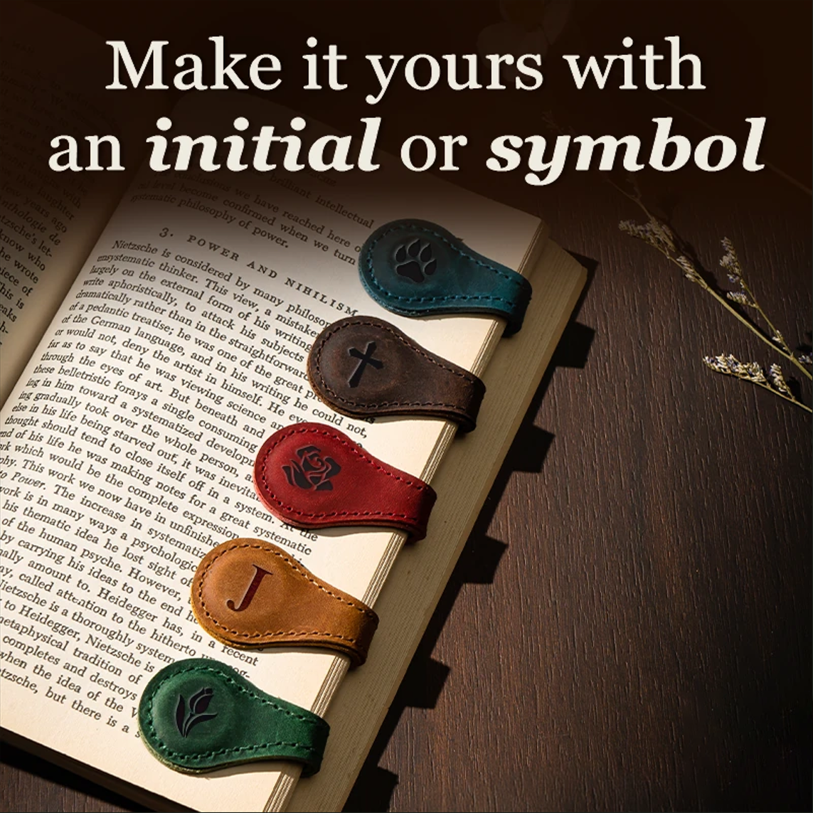 Personalized Magnetic Leather Bookmark