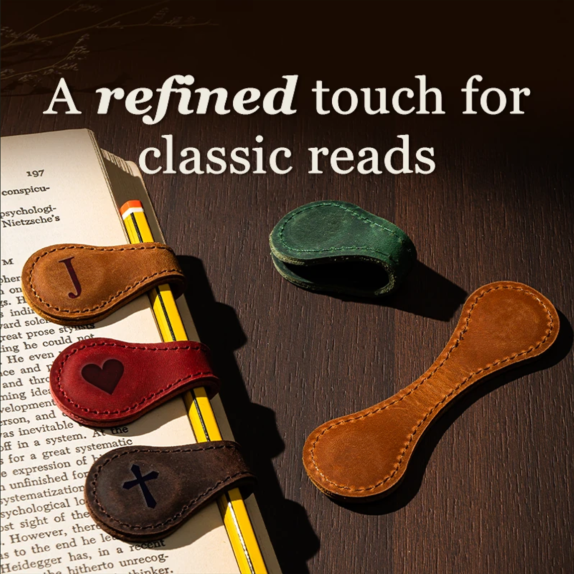 Personalized Magnetic Leather Bookmark