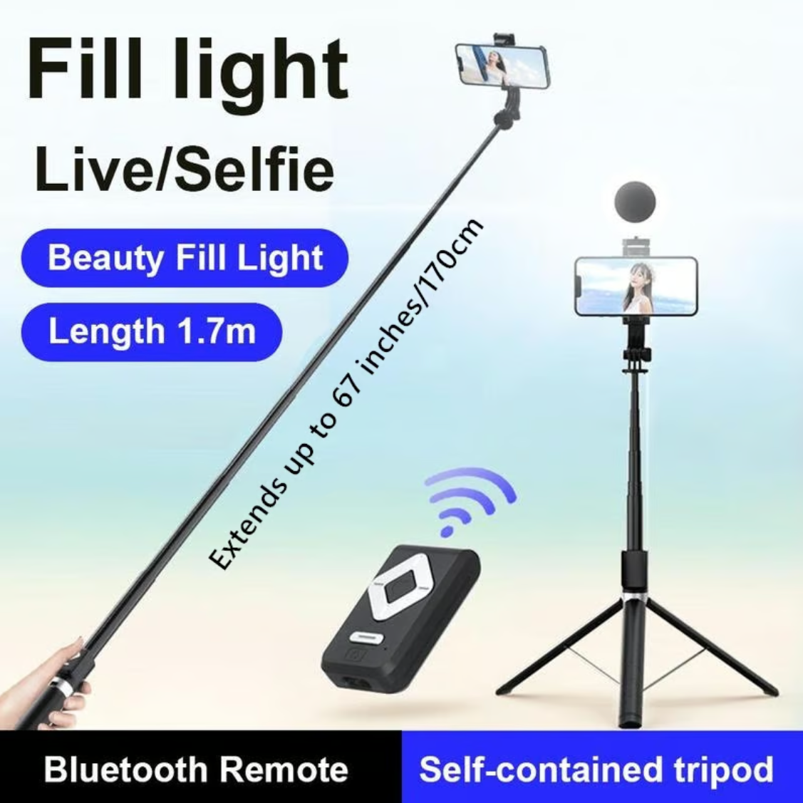 Multi-purpose Upgraded Phone Extendable Selfie Stick & Tripod - elehancea