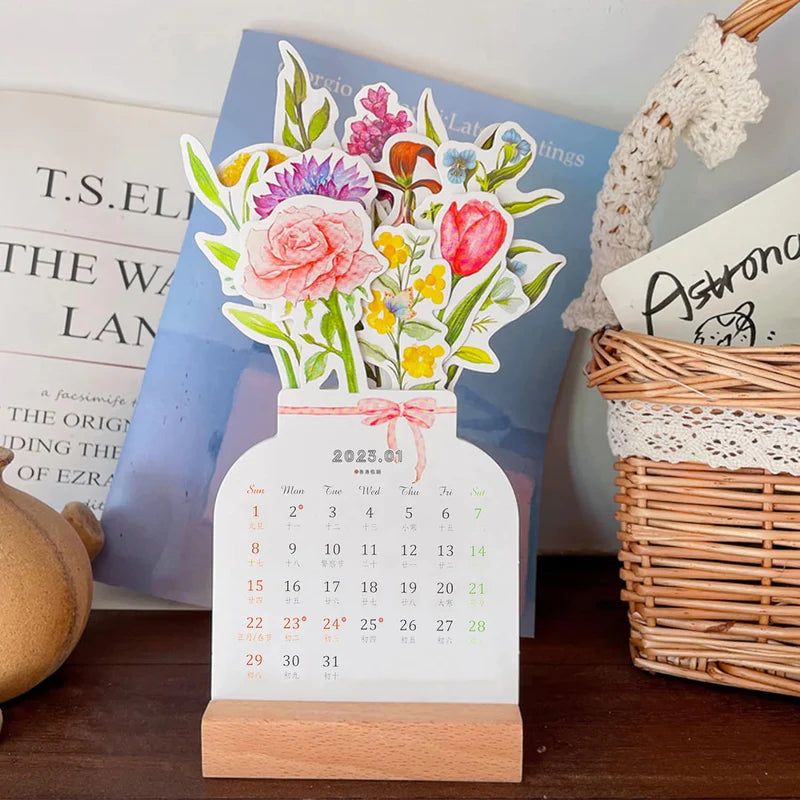 2024 Bloomy Flowers Desk Calendar - elehancea