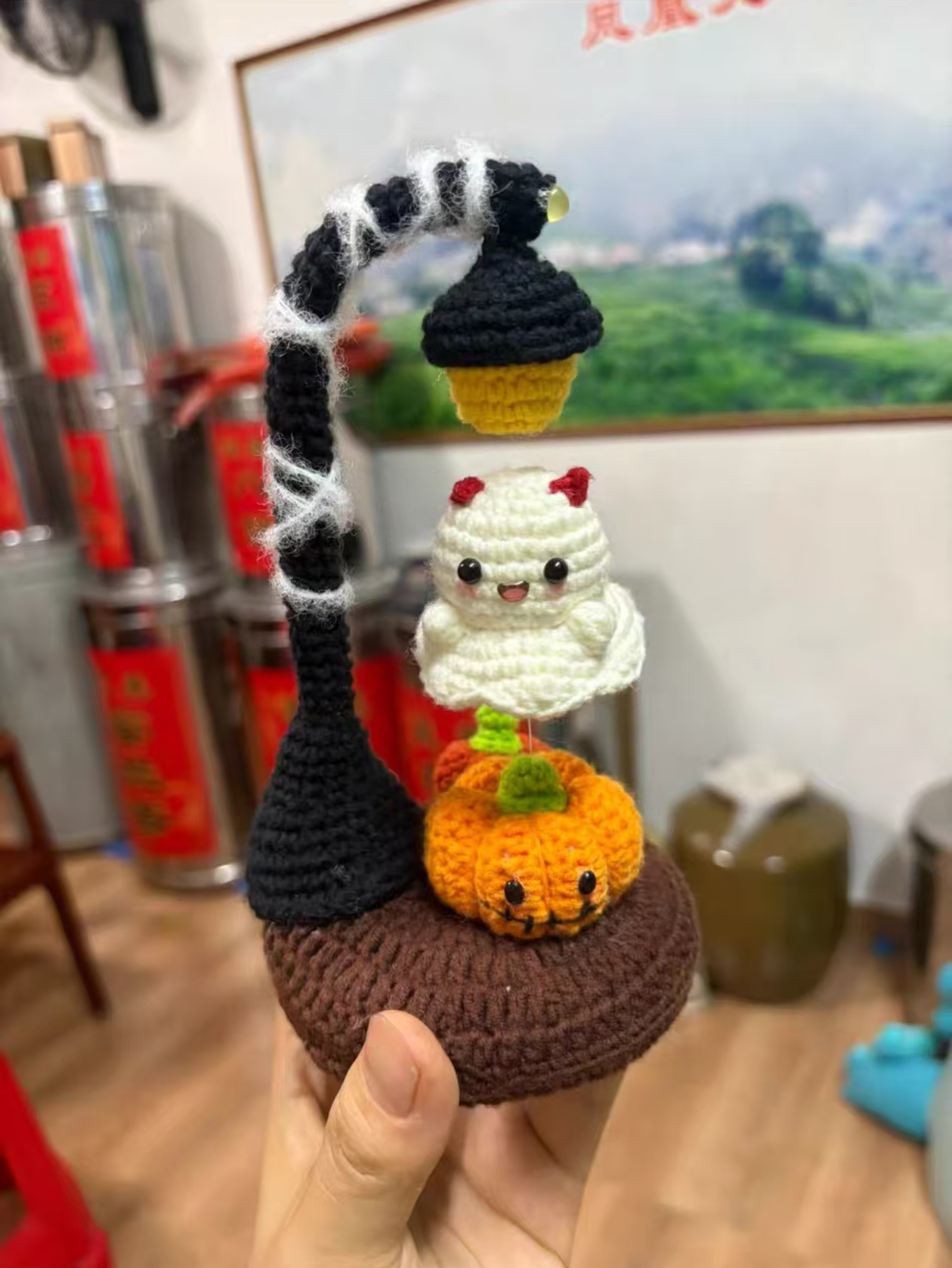 Hand-crocheted Floating Little Ghost