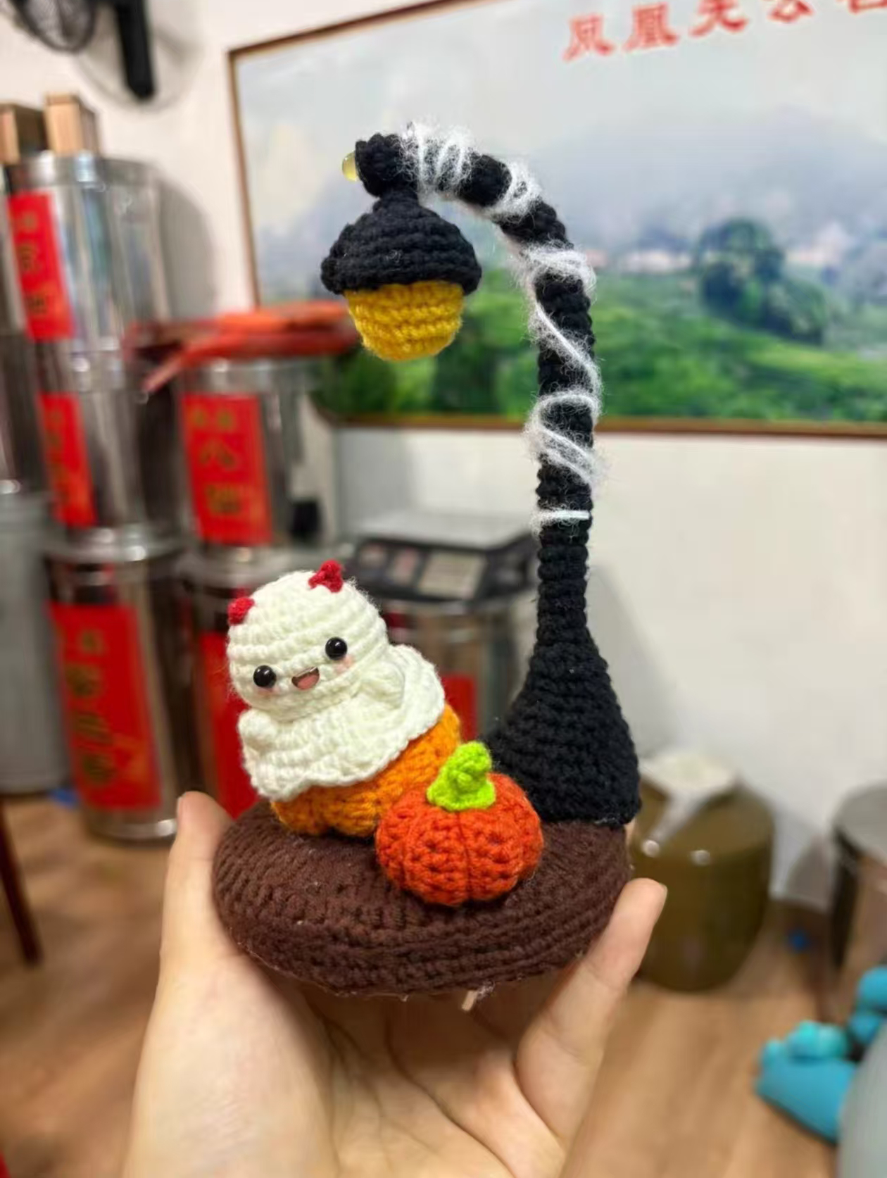 Hand-crocheted Floating Little Ghost