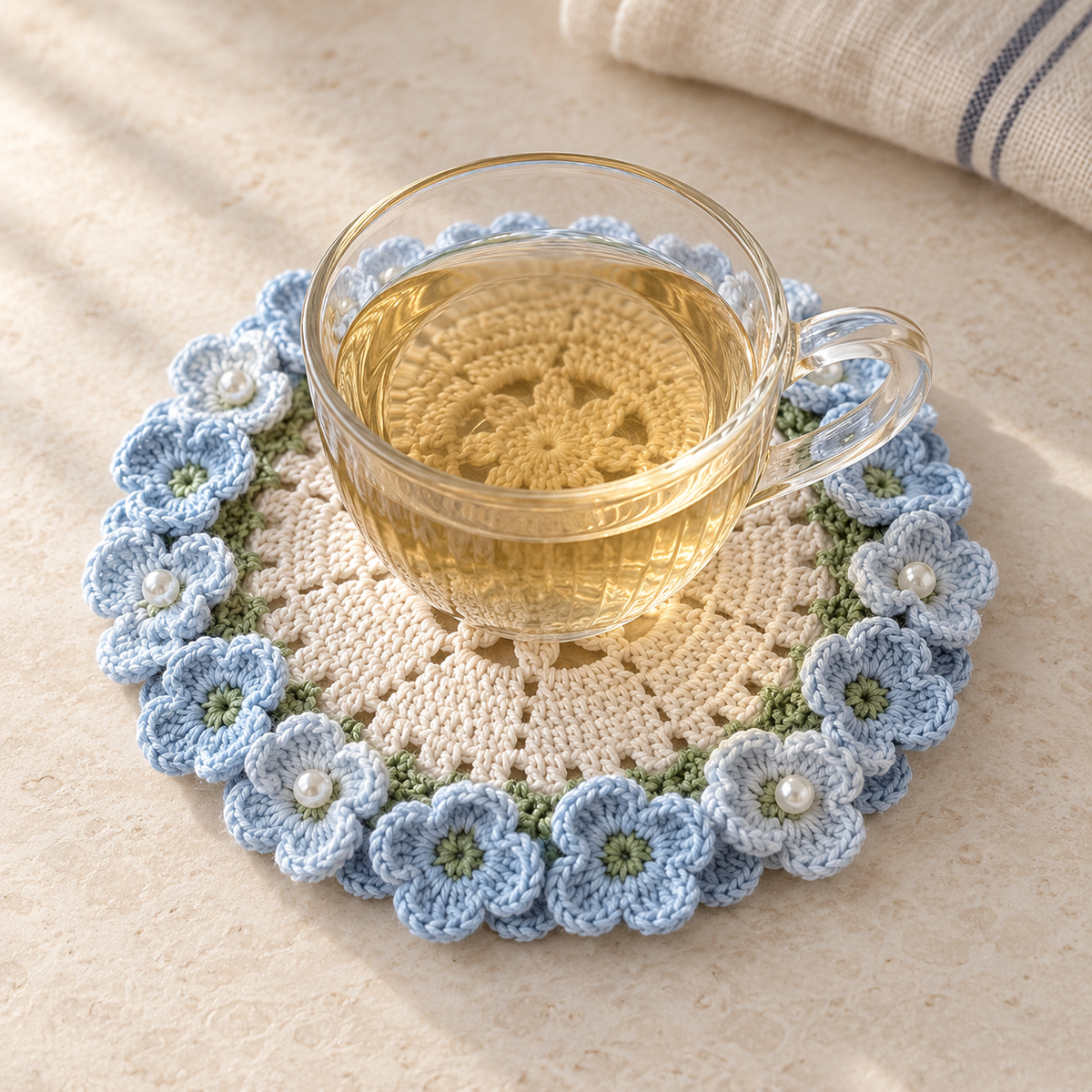 Handmade Hydrangea Crochet Coaster