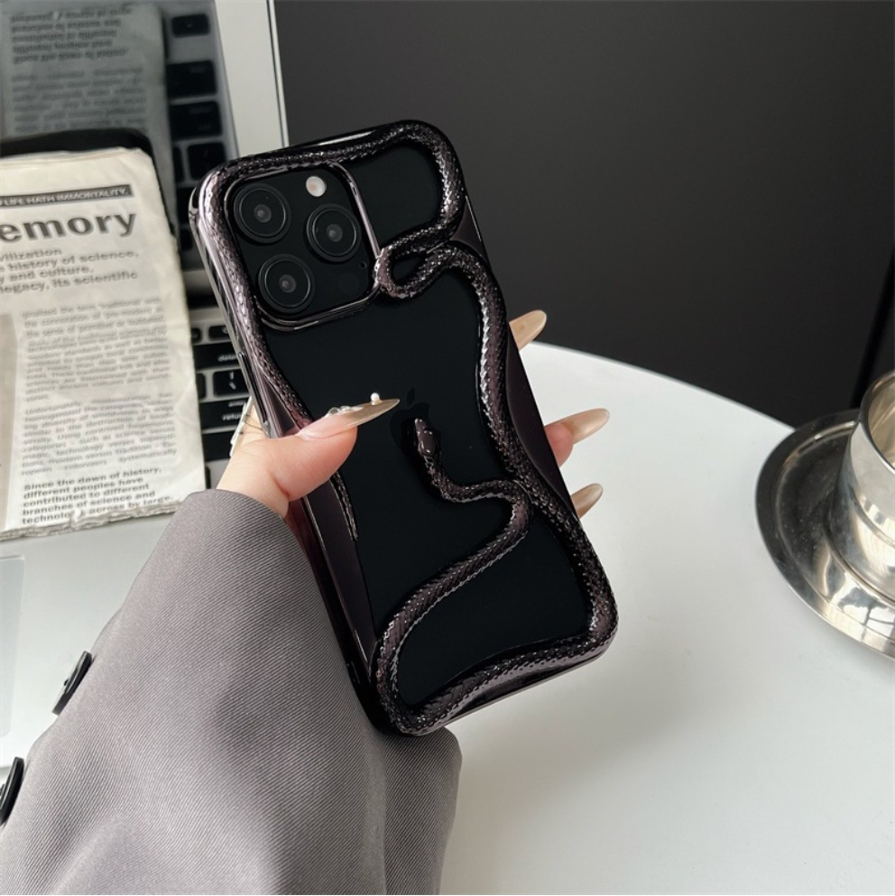 3D Cutout Snake Pattern Plastic Case, Compatible with iPhone