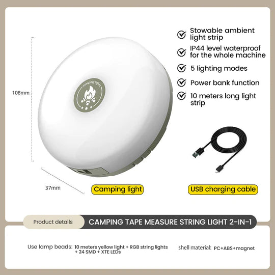 Guirlande lumineuse portable et pliable pour extérieur, étanche