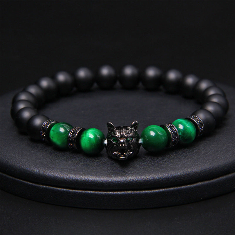 Wolf Head Tiger Eye Bracelet - elehancea