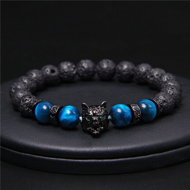Wolf Head Tiger Eye Bracelet - elehancea