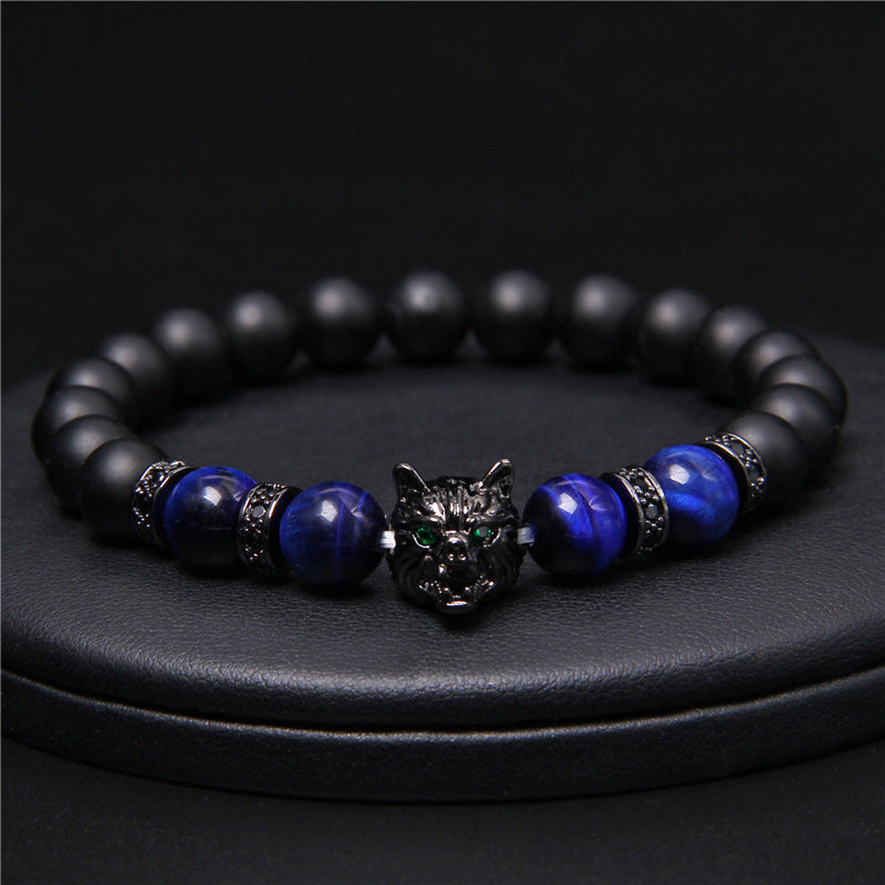 Wolf Head Tiger Eye Bracelet - elehancea