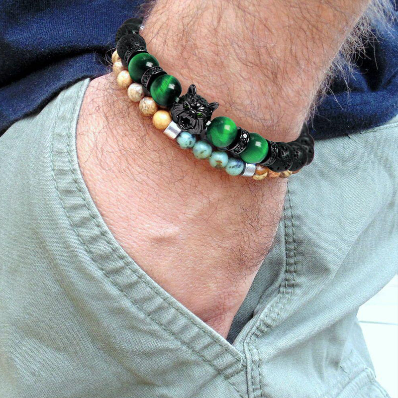 Wolf Head Tiger Eye Bracelet - elehancea