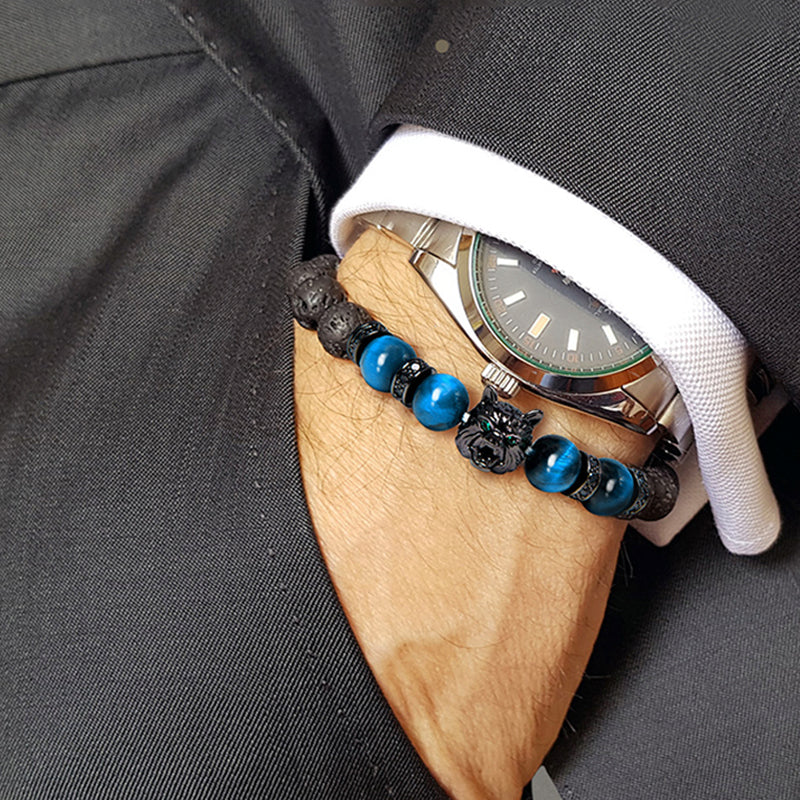 Wolf Head Tiger Eye Bracelet - elehancea