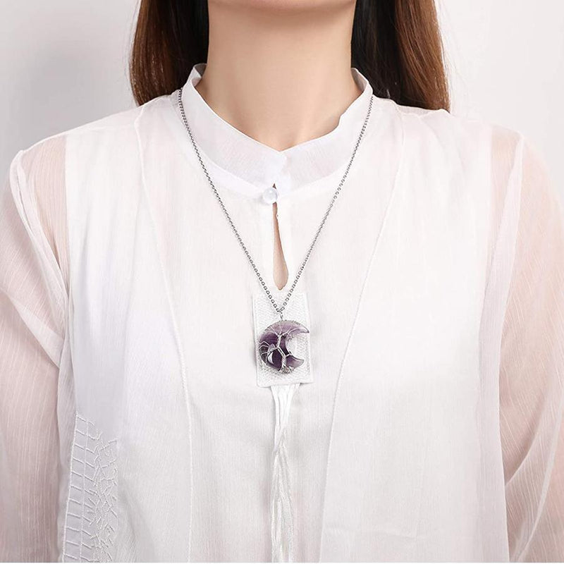 Tree of Life Crescent Moon Necklace - elehancea