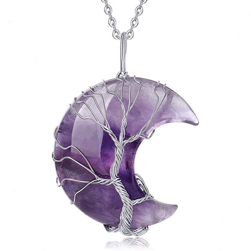 Tree of Life Crescent Moon Necklace - elehancea