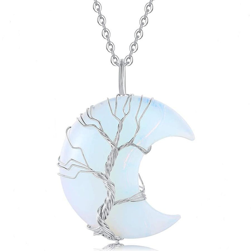 Tree of Life Crescent Moon Necklace - elehancea