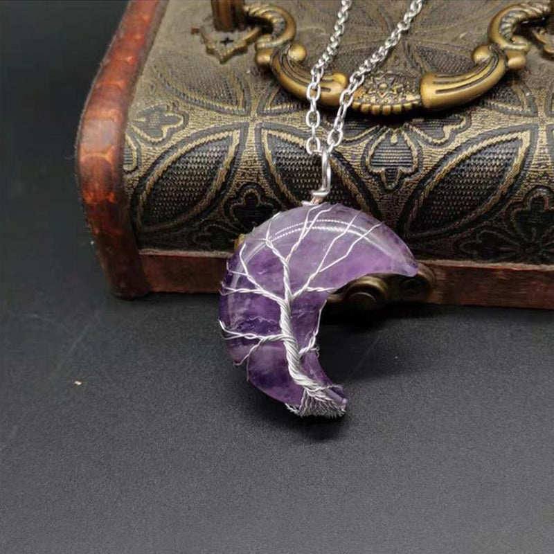 Tree of Life Crescent Moon Necklace - elehancea