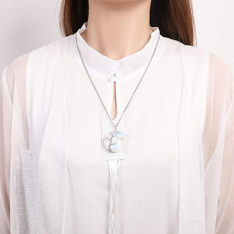 Tree of Life Crescent Moon Necklace - elehancea