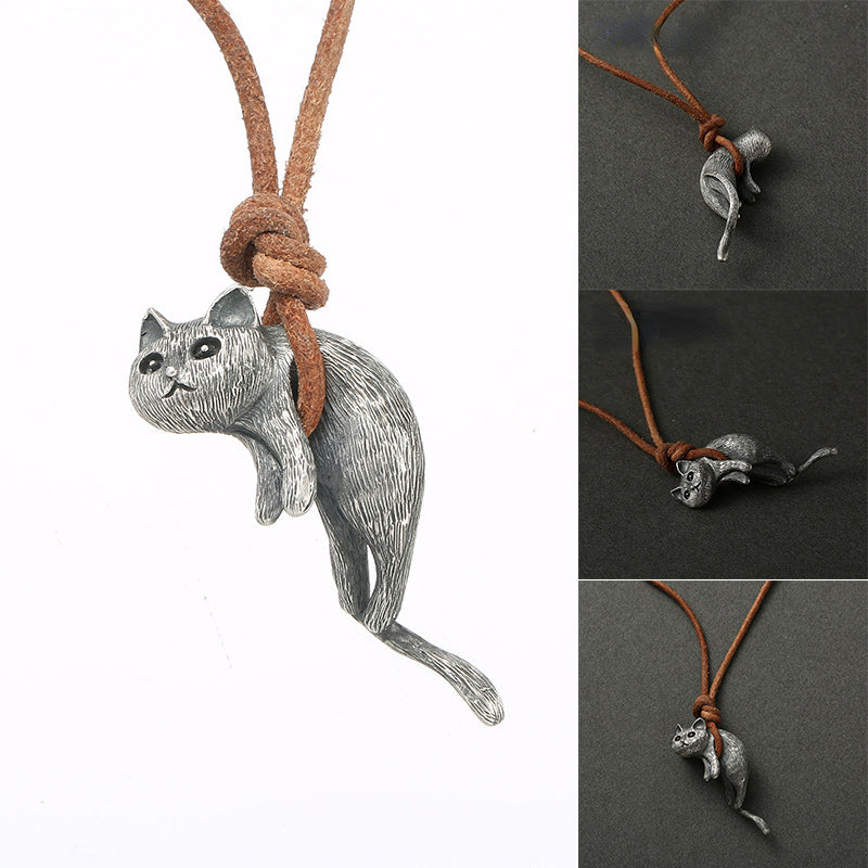 Scruffy Cat Necklace - elehancea