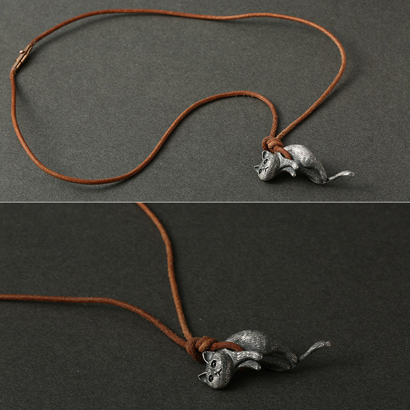 Scruffy Cat Necklace - elehancea