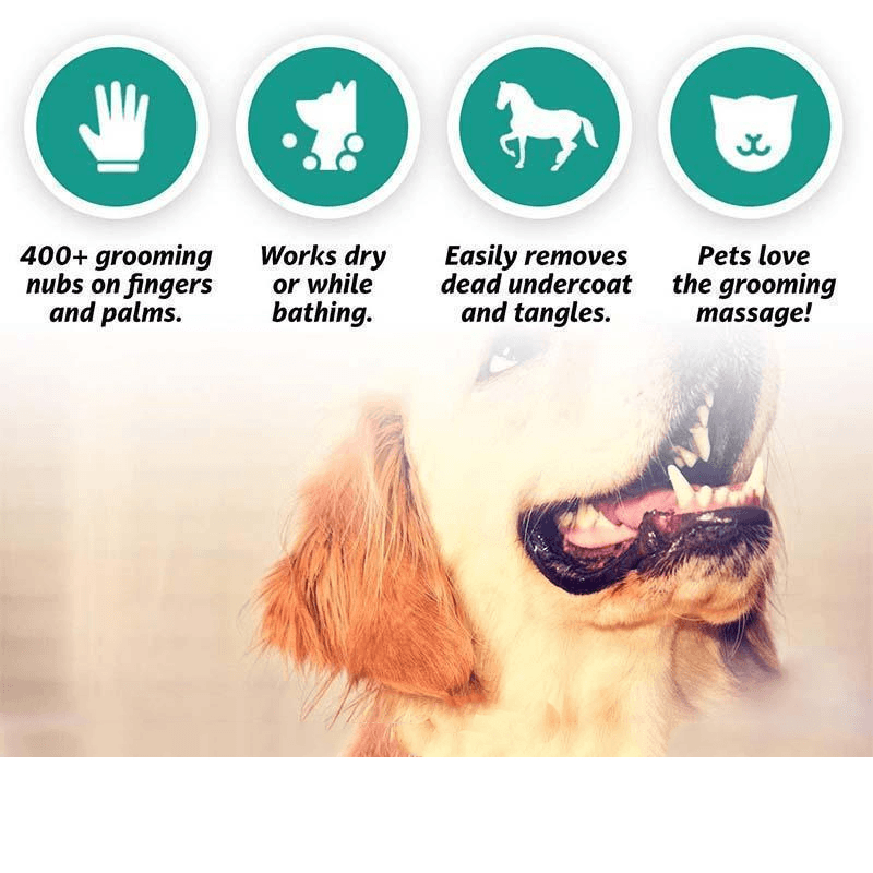 Pet Grooming Gloves, For Cats, Dogs & Horses - elehancea