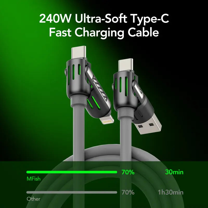 240W 4-in-1 Data Cable with Colorful Work Lights - elehancea