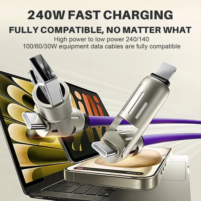 240W 4-in-1 Data Cable with Colorful Work Lights - elehancea
