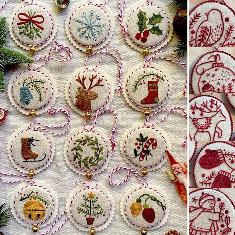 🌲Christmas Sales 49% OFF-Hand Embroidery Christmas Ornaments Kit