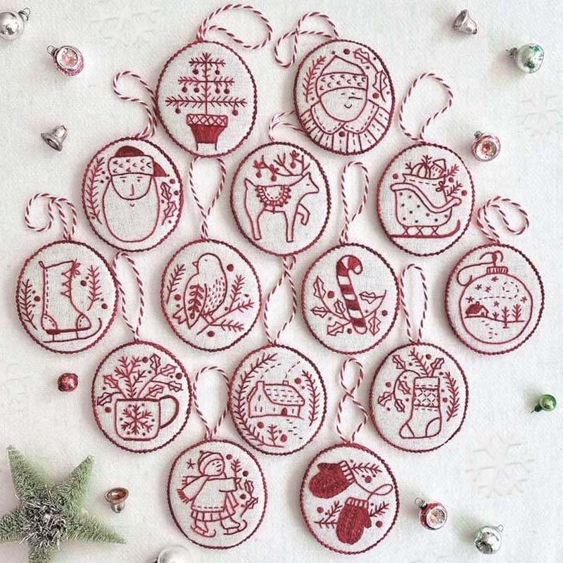 🌲Christmas Sales 49% OFF-Hand Embroidery Christmas Ornaments Kit