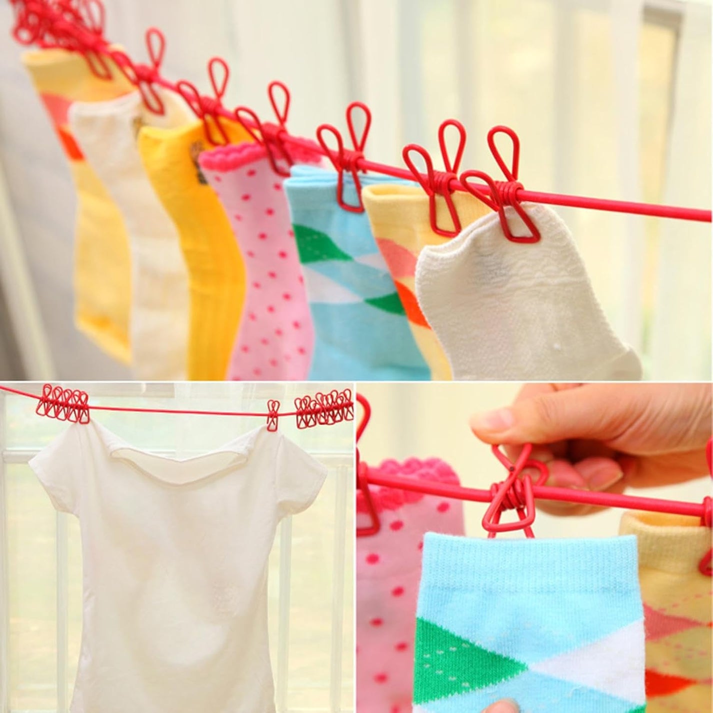 (🌲Christmas Sale - 49% OFF)Portable Clothesline with 12 Clothespins