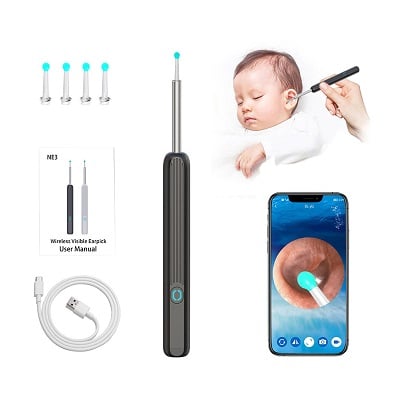 🎁Hot Sale 49% OFF🎁-Clean Earwax - WiFi Visible Wax Elimination Spoon,USB 1080P HD Load Otoscope