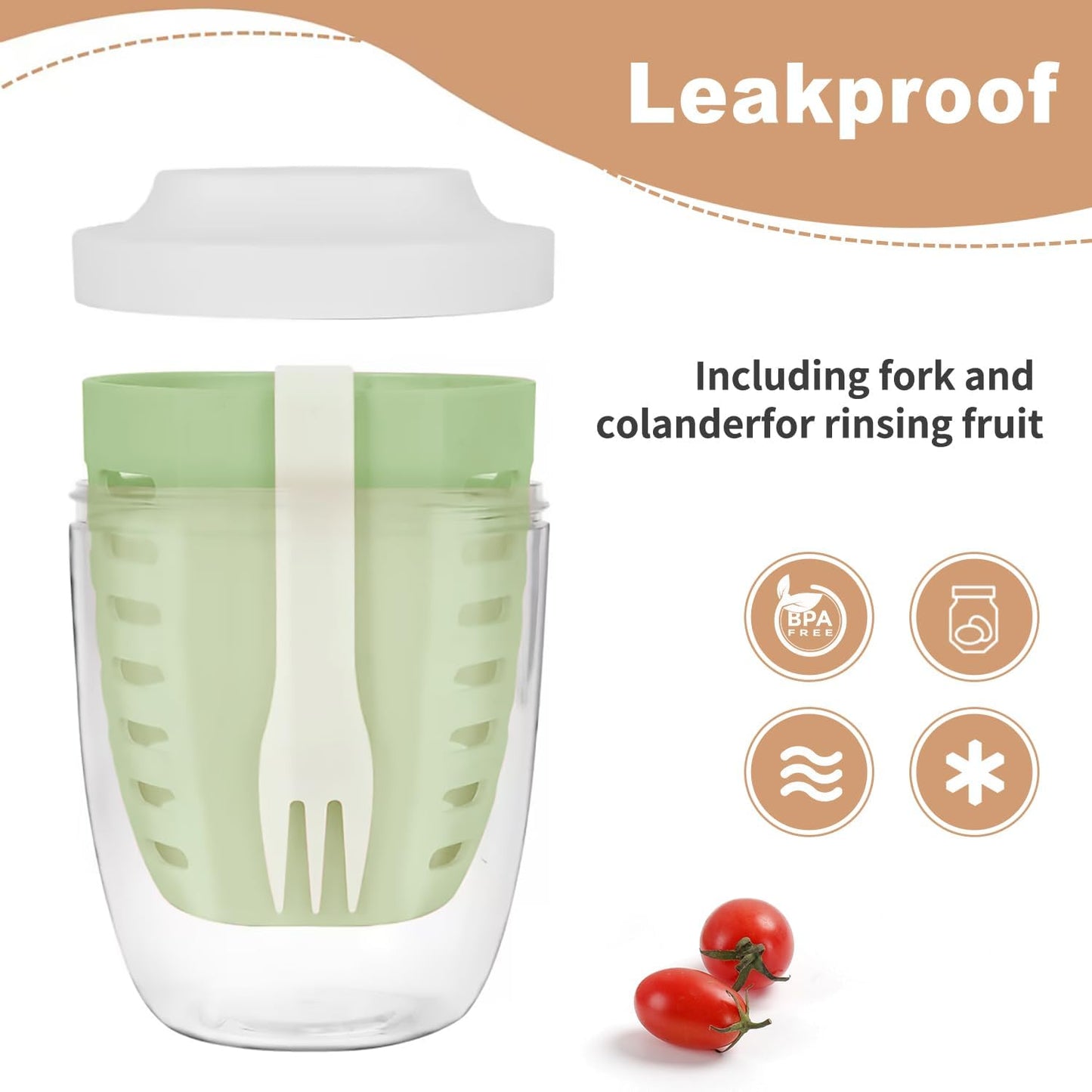 Portable Picnic Party Fruit Salad Storage Cup (with Lid and Fork)