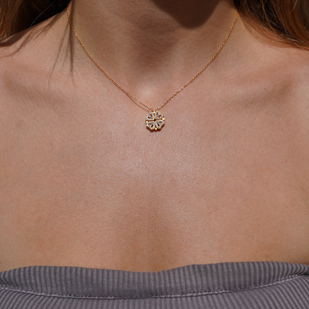 Mother's Day Special 49% OFF🎁Folding Heart Clover Necklace