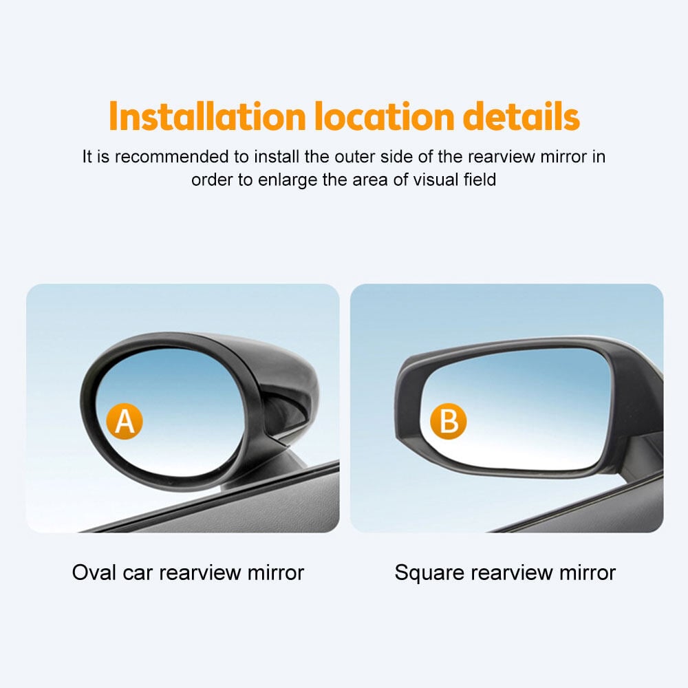 Suction Cup Car Convex Blind Spot Mirror (1 Set/2 Pcs)