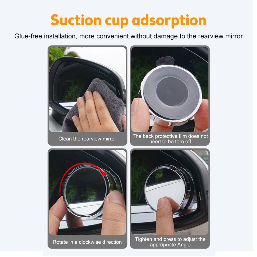 Suction Cup Car Convex Blind Spot Mirror (1 Set/2 Pcs)