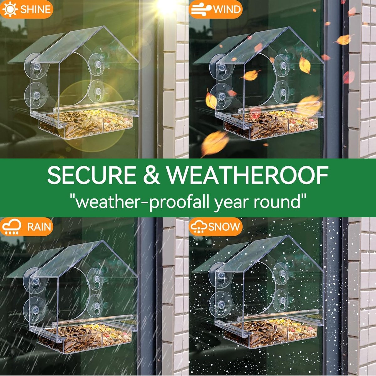 🪴Last Day 49% OFF-Window Bird Feeder with Strong Suction Cups