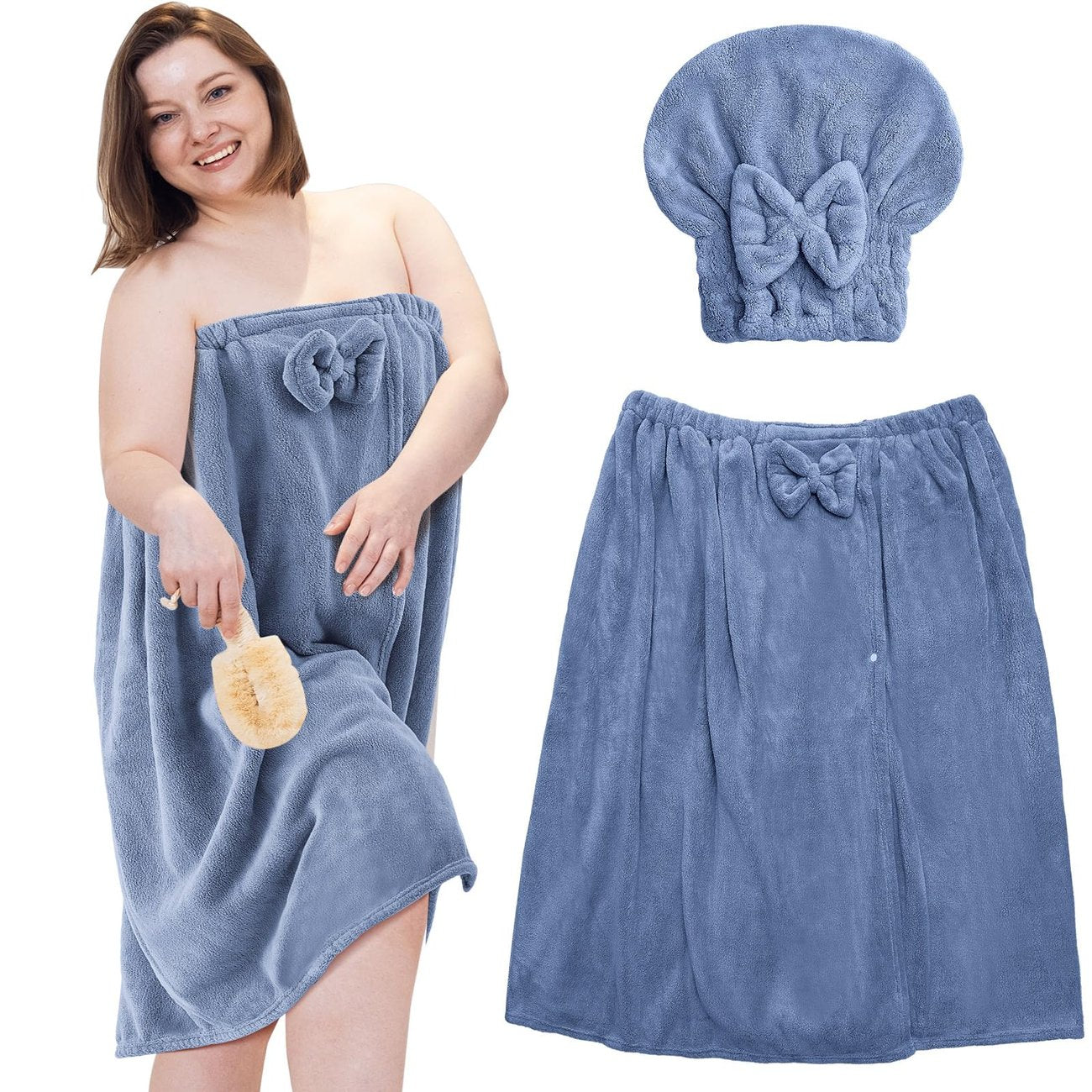 Plus Size Einstellbare Übergröße Wrap Bademantel Set