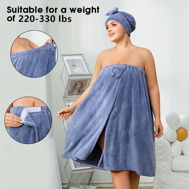 Plus Size Einstellbare Übergröße Wrap Bademantel Set