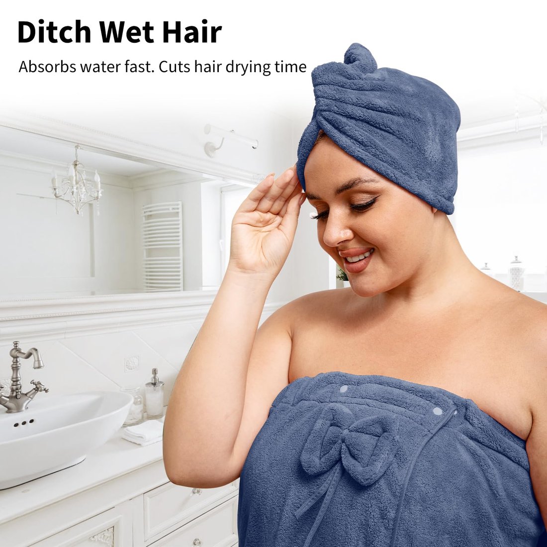 Plus Size Einstellbare Übergröße Wrap Bademantel Set