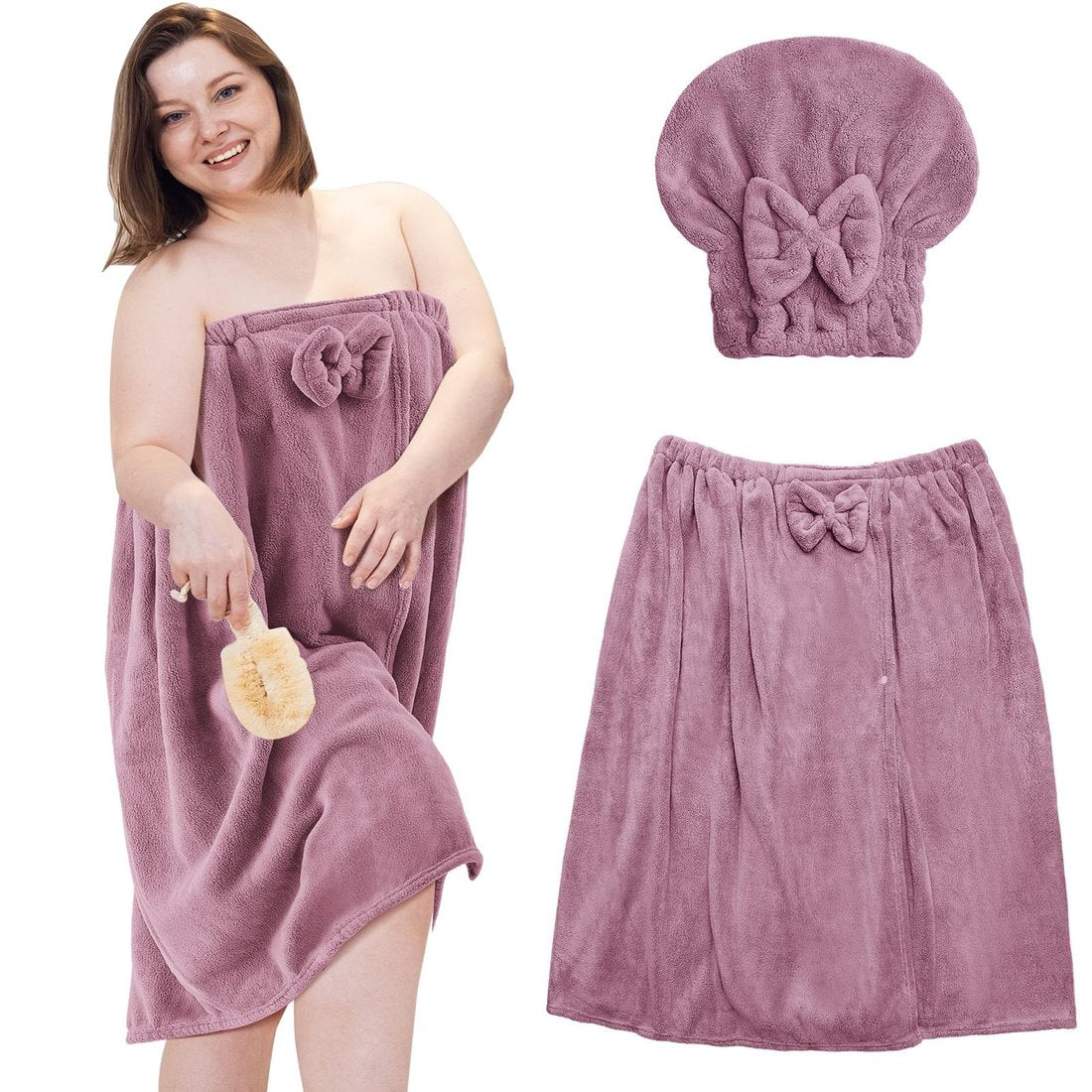 Plus Size Einstellbare Übergröße Wrap Bademantel Set