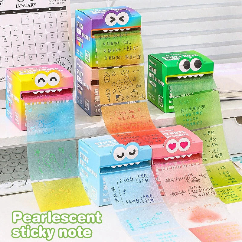 📌Kawaii Style Pull-Out Pearl Gradient Sticky Notes – 105 Sheets & 7-Color Cycle🎨
