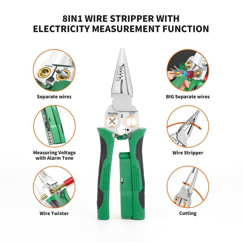8-in-1 Multi-Function Wire Stripper With Power Measurement Function