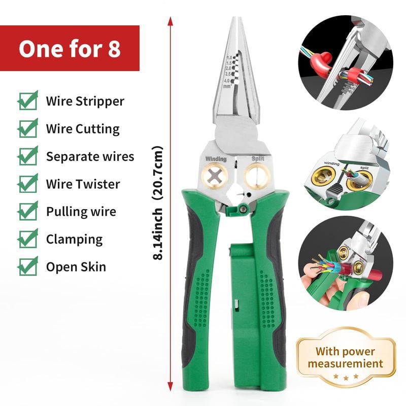 8-in-1 Multi-Function Wire Stripper With Power Measurement Function