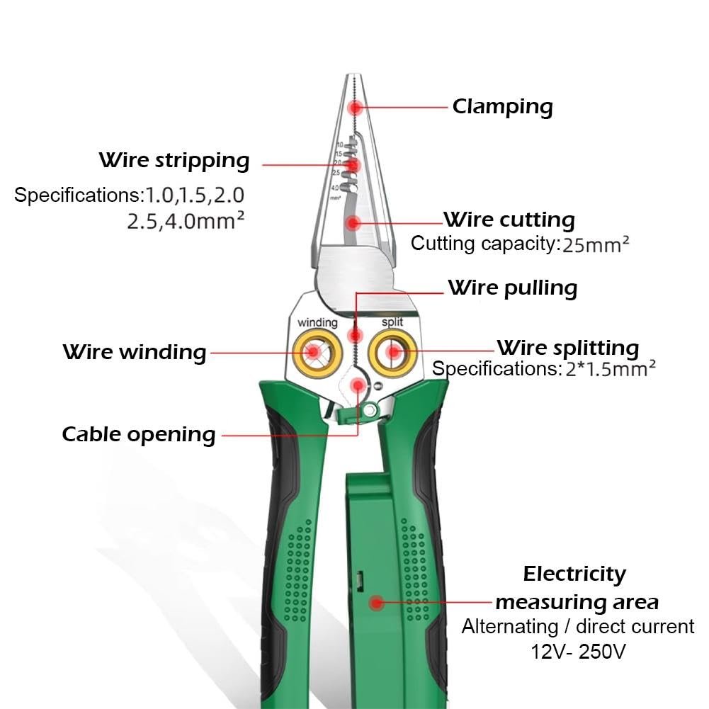 8-in-1 Multi-Function Wire Stripper With Power Measurement Function