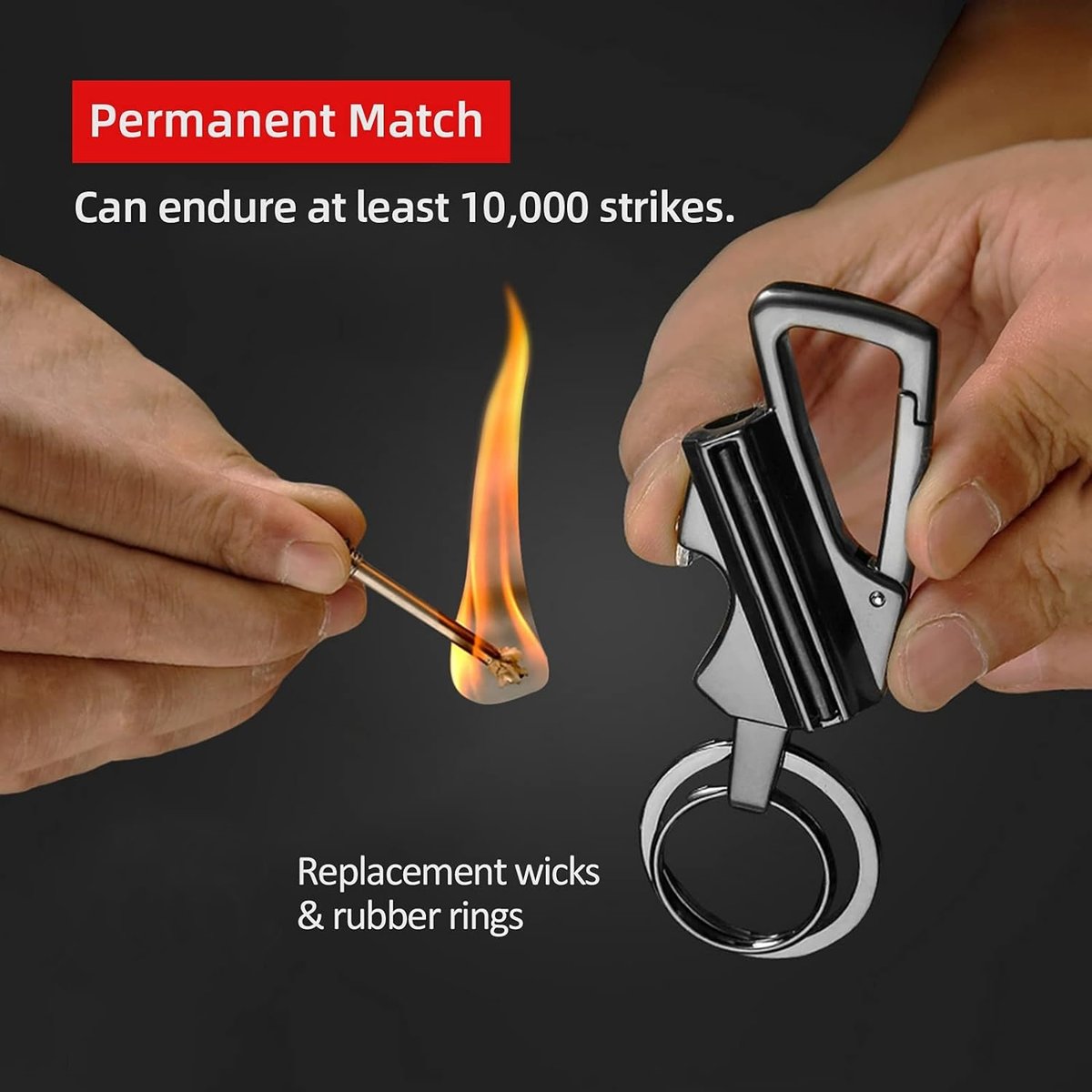 3 in 1 Waterproof Windproof Zinc Alloy Keychain Lighter