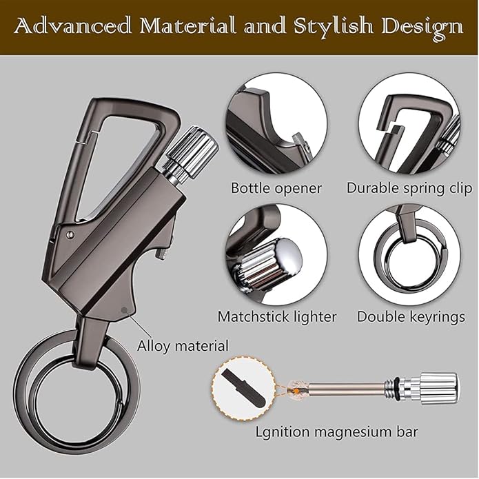 3 in 1 Waterproof Windproof Zinc Alloy Keychain Lighter
